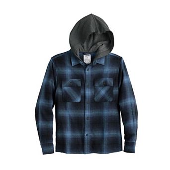 Boys 8-20 Sonoma Goods For Life® Supersoft Hooded Flannel Shacket in Regular & Husky