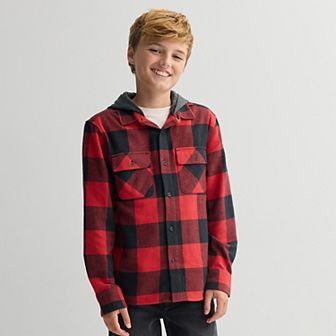 Boys 8-20 Sonoma Goods For Life® Supersoft Hooded Flannel in Regular & Husky