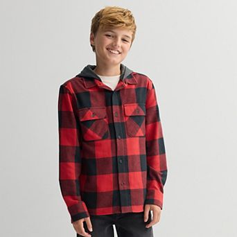 Boys 8-20 Sonoma Goods For Life® Supersoft Hooded Flannel Shacket in Regular & Husky