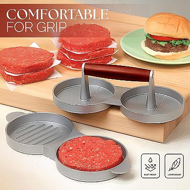 Alpine Cuisine Burger Press With Wood Handle, Hamburger Press Patty Maker, Non-stick & Easy To Clean