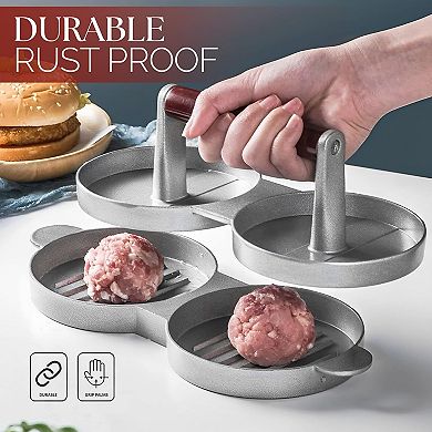 Alpine Cuisine Burger Press With Wood Handle, Hamburger Press Patty Maker, Non-stick & Easy To Clean