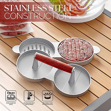 Alpine Cuisine Burger Press With Wood Handle, Hamburger Press Patty Maker, Non-stick & Easy To Clean