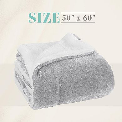 Elegant Comfort Velvet Plush Sherpa Throw Velvet Feel - Sherpa Back Throw Blanket