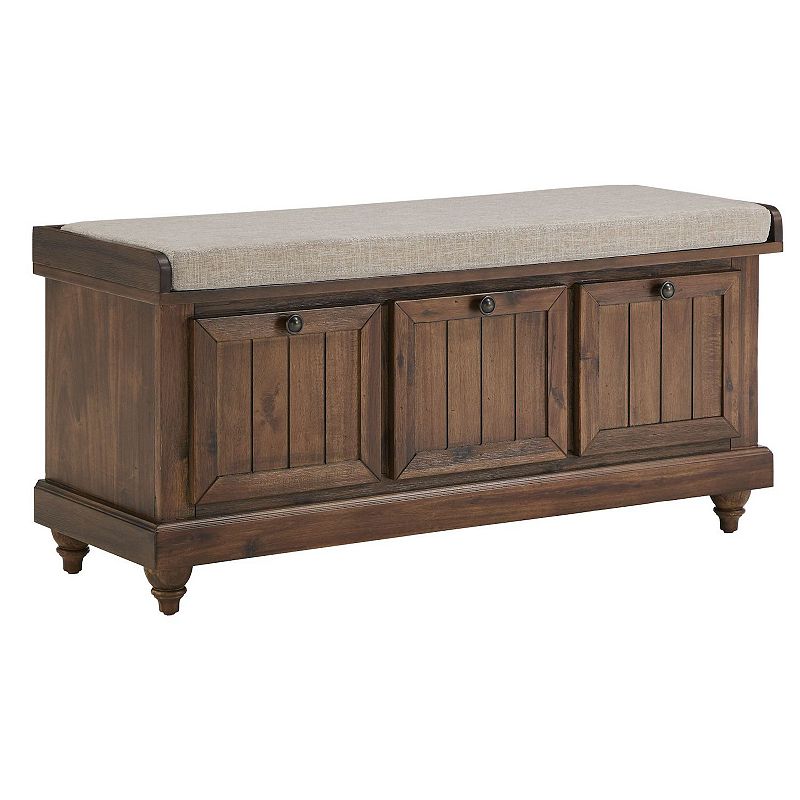 HomeVance Winfred Seat Cushion Storage Bench, Antique Brown