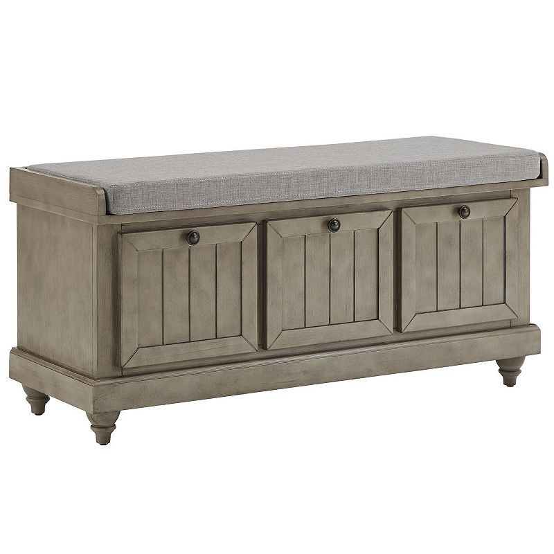 HomeVance Winfred Seat Cushion Storage Bench, Antique Gray