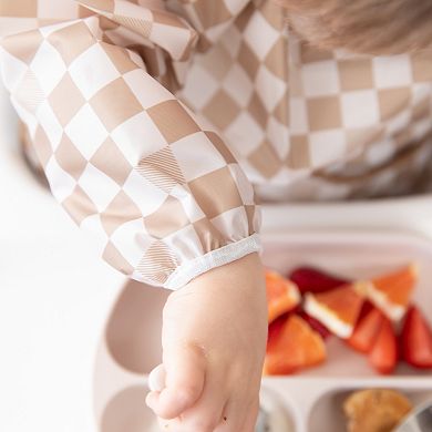 Bumkins Neutral Check Sleeved Bib