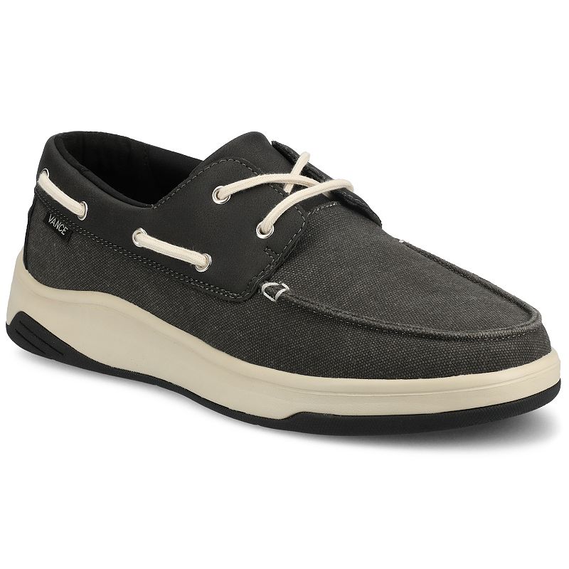 VANCE Catamaran Men's Comfort Lace-up Low Top Flexible Boat Shoes, Size: 11, Black