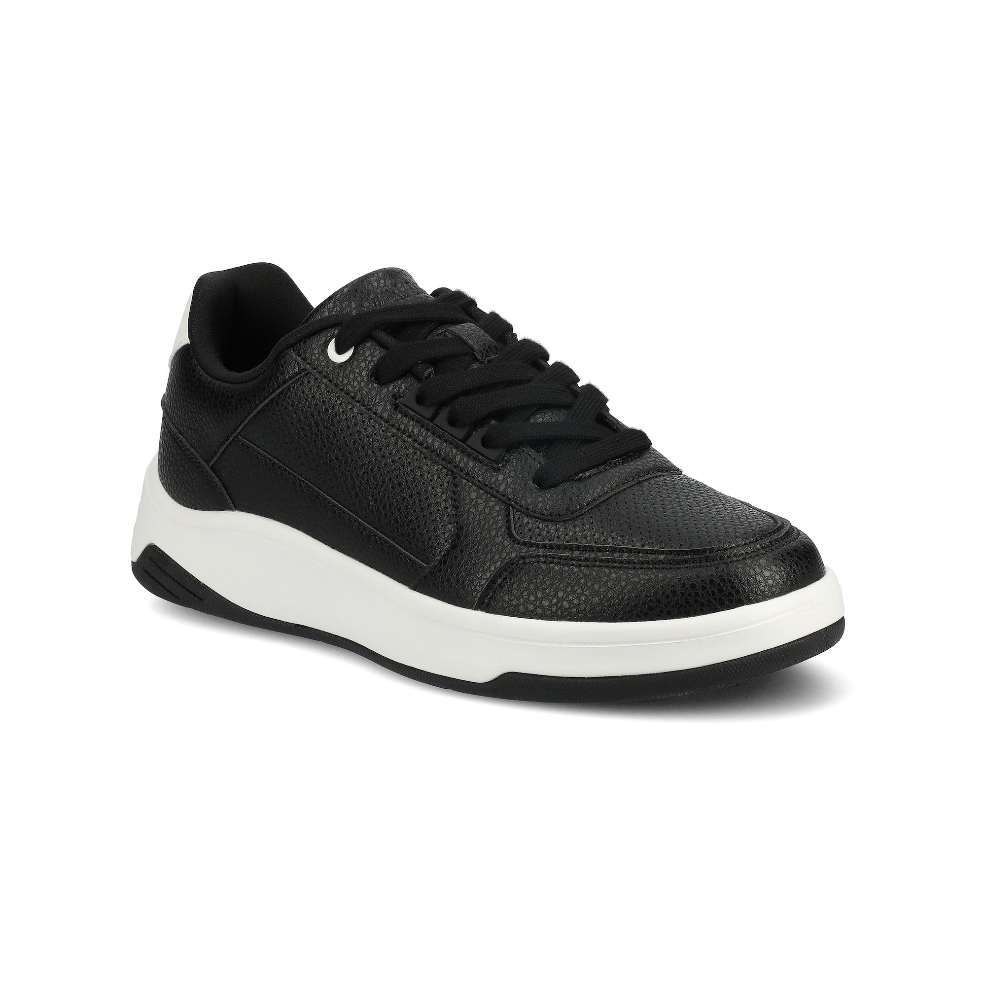 VANCE Swift Mens Comfort Perforated Low Top Sneakers, Size: 8 Wide, Black