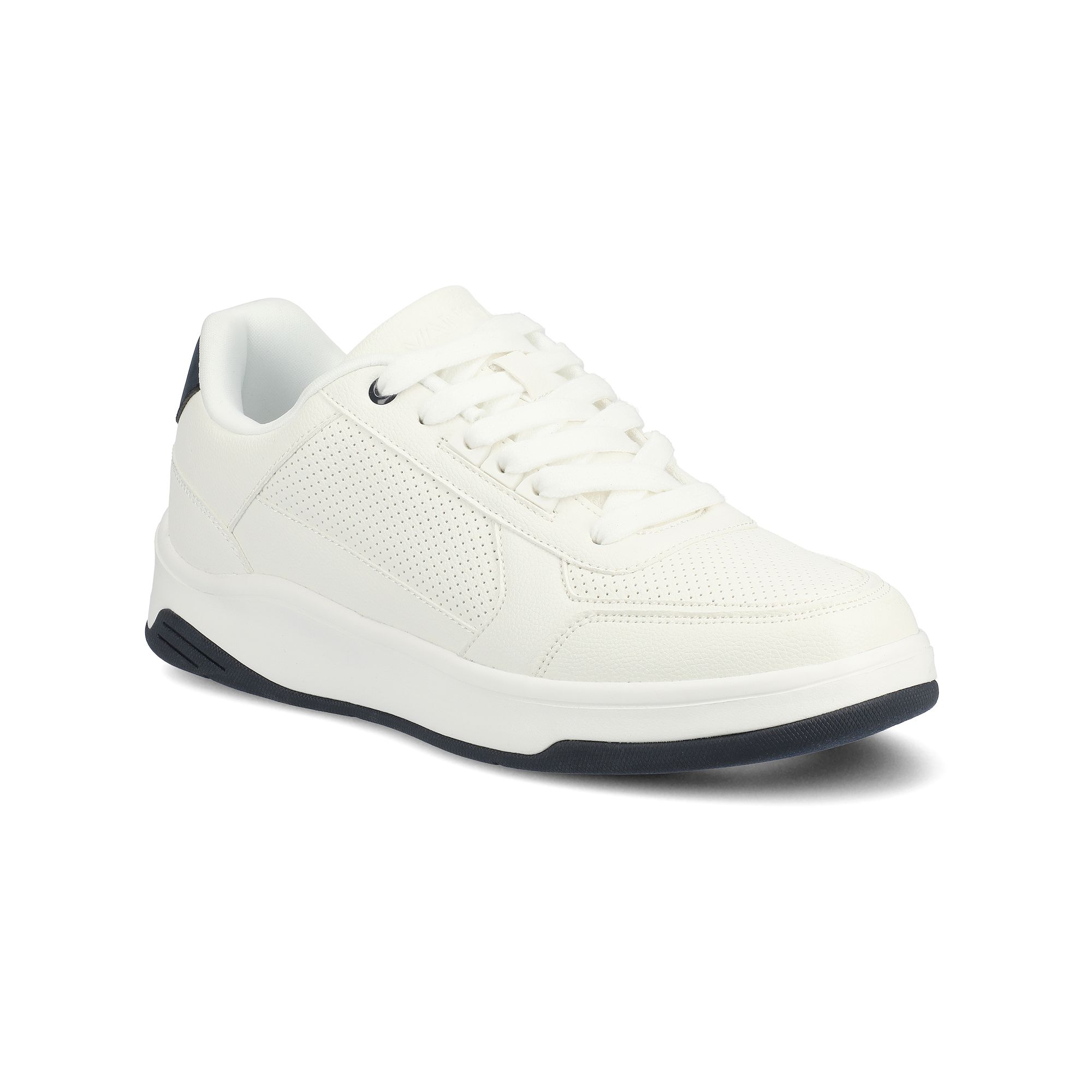 VANCE Swift Mens Comfort Perforated Low Top Sneakers, Size: 8 Wide, White