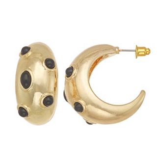 Emberly Gold Tone Polka Dot Hoop Earrings