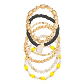 Emberly Gold Tone 6 pc Beaded Bracelet Set
