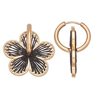 Emberly Threaded Floral Sliding Huggie Hoops
