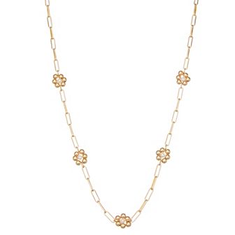 Emberly Beaded Daisy Station Simulated Pearl Necklace