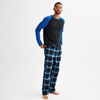 Men's Sonoma Goods For Life® 2 pc Waffle Long Sleeve Pajama Top & Flannel Pajama Pants Set