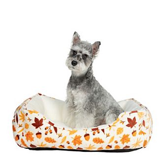 Woof Leaves Acorns Medium Cuddler Dog Bed