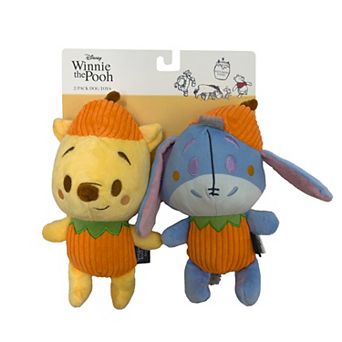 Woof Disney's Winnie the Pooh & Eeyore 2 pk Pumpkin Plush Dog Toy Set