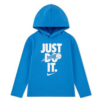 Boys 4-7 Nike Sports "Just Do It." Hooded Long Sleeve Dri-FIT T-shirt