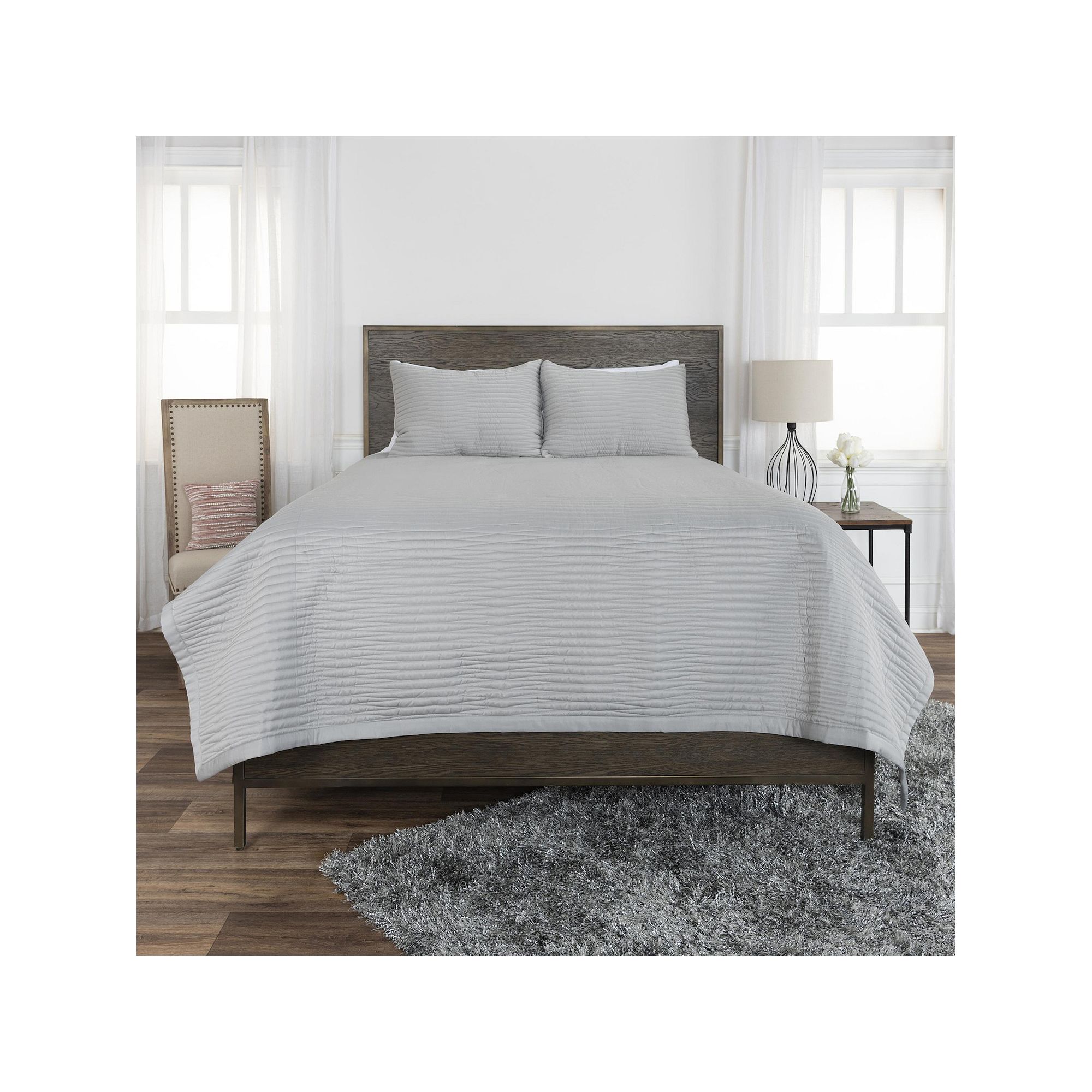 Rizzy Home Parker Quilt Set, Gray