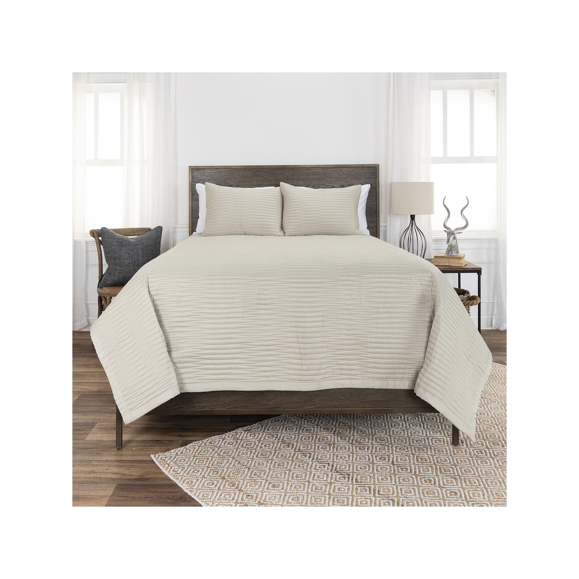 Rizzy Home Parker Quilt Set, Natural