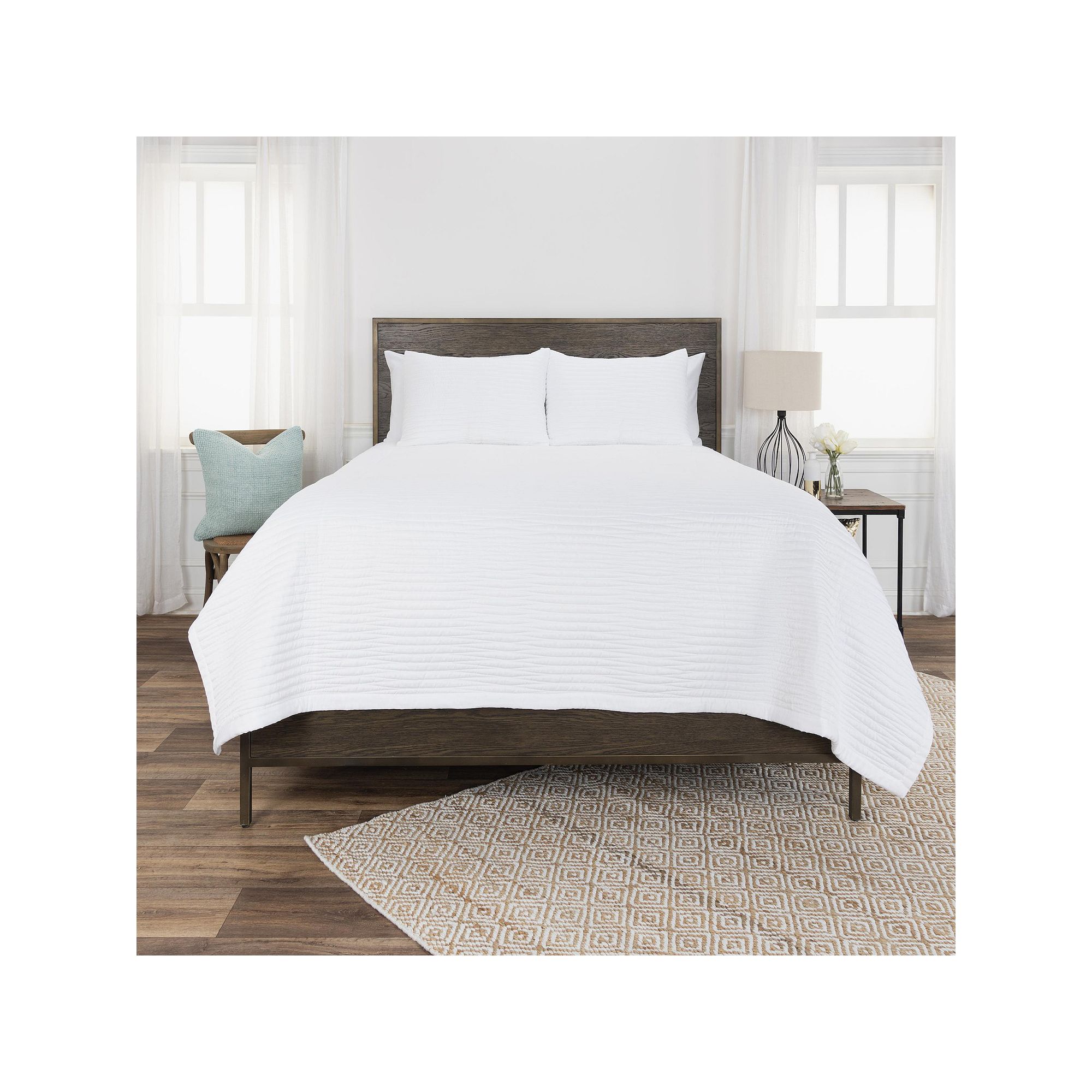Rizzy Home Parker Quilt Set, White