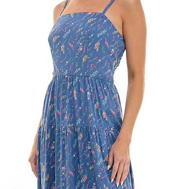 Juniors' Lily Rose Square Neck Tiered Maxi Dress