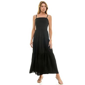 Juniors' Lily Rose Square Neck Tiered Maxi Dress