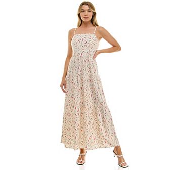 Juniors' Lily Rose Square Neck Tiered Maxi Dress