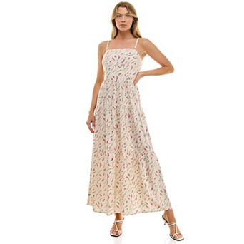 Juniors' Lily Rose Square Neck Tiered Maxi Dress