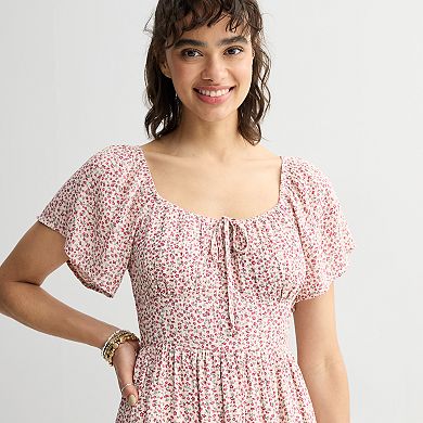 Juniors' Rewind Flutter Sleeve Maxi Dress