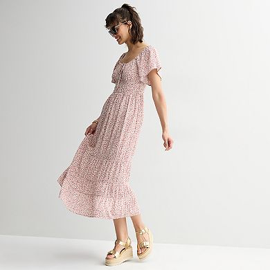 Juniors' Rewind Flutter Sleeve Maxi Dress