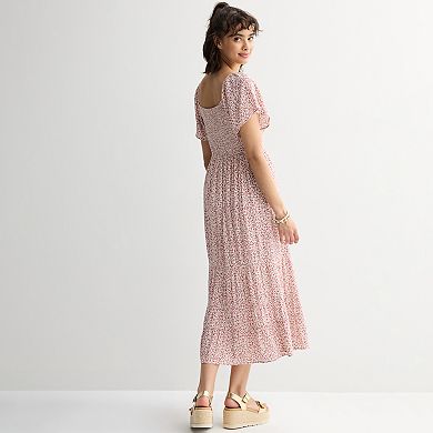Juniors' Rewind Flutter Sleeve Maxi Dress