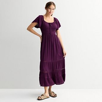 Juniors' Rewind Flutter Sleeve Maxi Dress