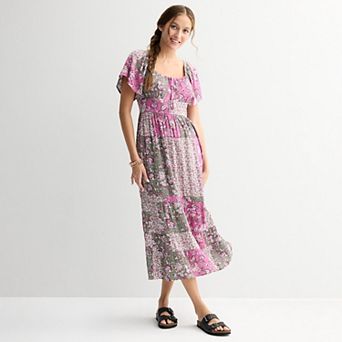 Juniors' Rewind Flutter Sleeve Maxi Dress