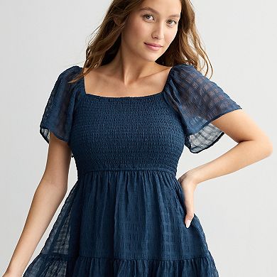 Juniors' Rewind Flutter Sleeve Mini Dress