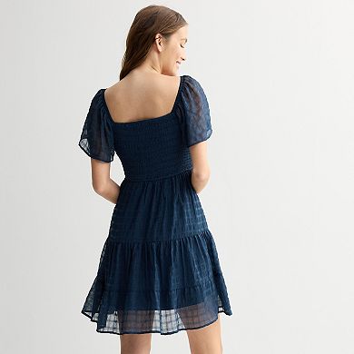 Juniors' Rewind Flutter Sleeve Mini Dress