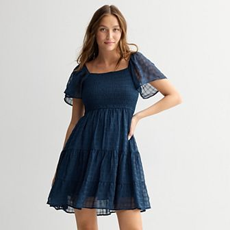 Juniors' Rewind Flutter Sleeve Mini Dress