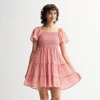 Juniors' Rewind Flutter Sleeve Mini Dress