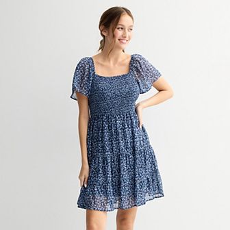 Juniors' Rewind Flutter Sleeve Mini Dress