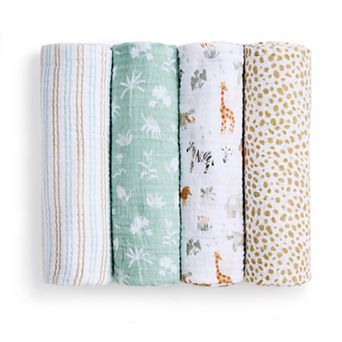 aden + anais essentials 4-Pack Giraffe Safari Muslin Swaddles