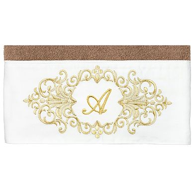 Linum Home Textiles Turkish Cotton Monica 2-pc. Mocha Monogram Embellished Bath Towel Set