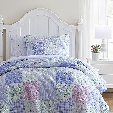 Laura Ashley Kids Purple Patchwork Quilt Set
