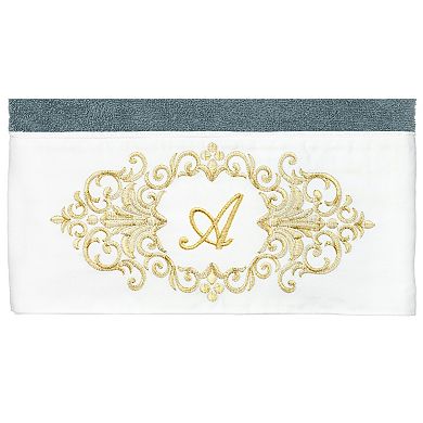 Linum Home Textiles Turkish Cotton Monica 2-pc. Steel Gray Monogram Embellished Bath Towel Set