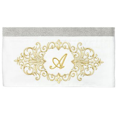 Linum Home Textiles Turkish Cotton Monica 2-pc. Dove Gray Monogram Embellished Bath Towel Set