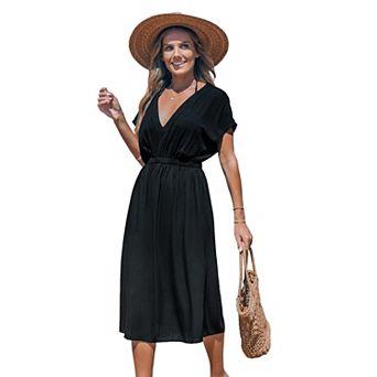 Women's Cupshe Black V-neck Cover-Up Dress
