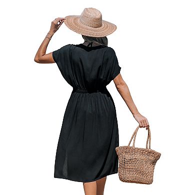 Women's Cupshe Black V-neck Cover-Up Dress