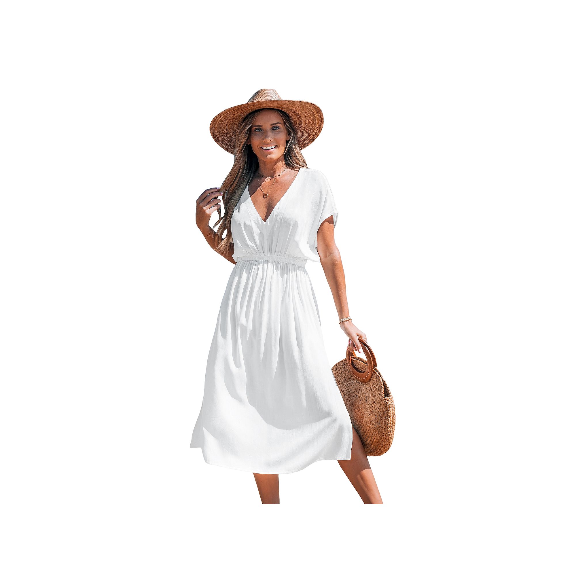 Womens Cupshe Midi Cover-Up Dress, Size: XL, White