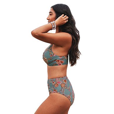 Women's Cupshe Floral Wrapped Bikini Top & High-Rise Bottoms Set