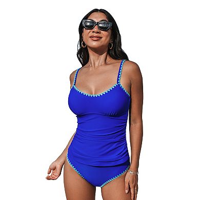 Women's Cupshe Shell Stitch Tankini Top & Mid-Rise Bottoms Swim Set