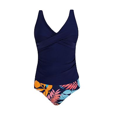 Women's Cupshe Twist Shirred Front Ruched Mid Rise Tankini Swim Set