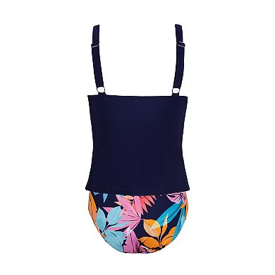 Women's Cupshe Twist Shirred Front Ruched Mid Rise Tankini Swim Set